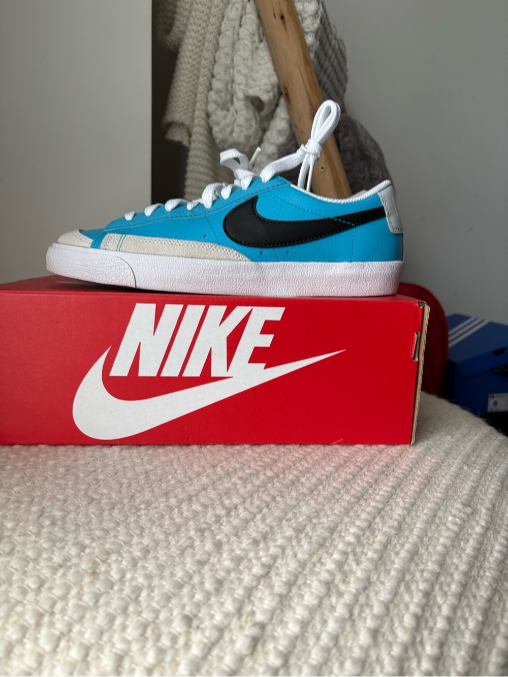 Nike Blazer Turquoise Low-Top Sneakers with Black Swoosh and White Accents